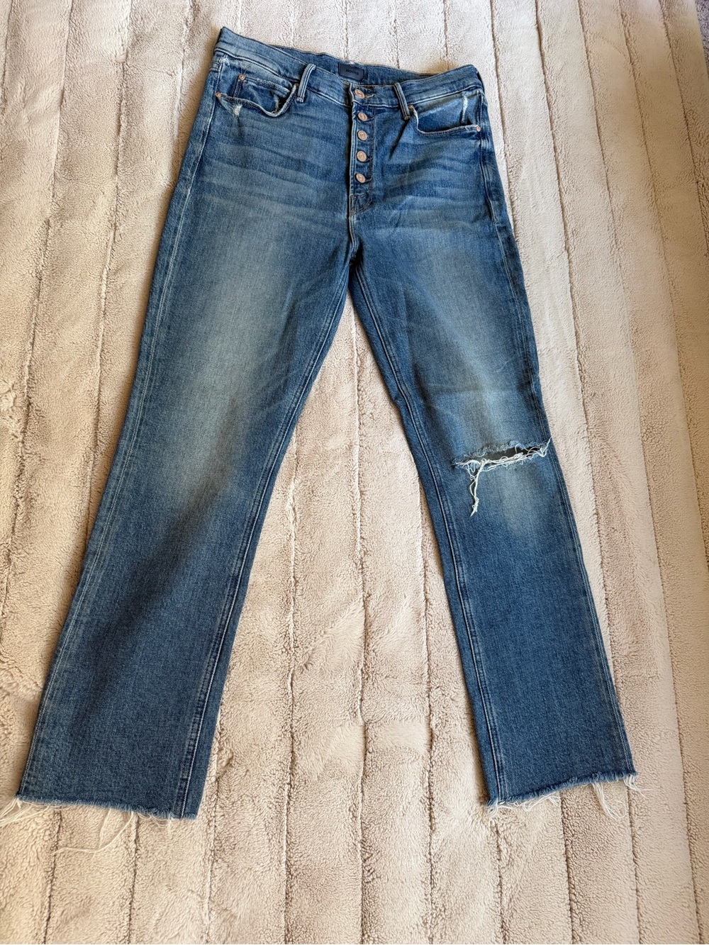 MOTHER Pixie Dazzler Ankle Fray Jeans, Size 29